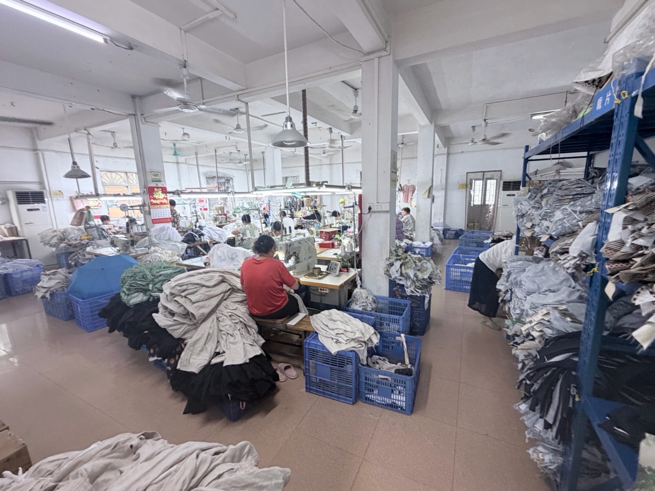 Jinfengtu Apparel factory sewing floor in Jiangmen China